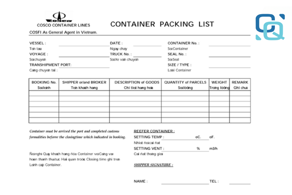 Container Packing List Là Gì?