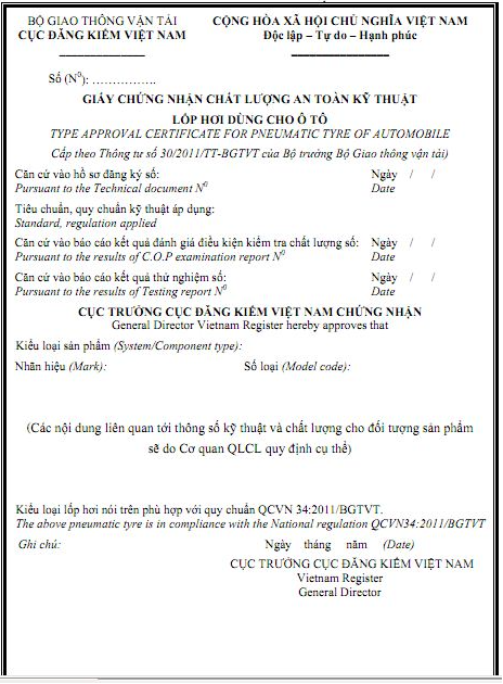 Thủ tục nhập khẩu vỏ/lốp ô tô