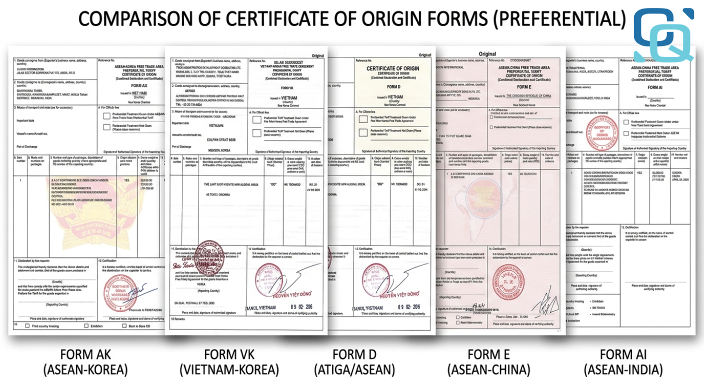 Tổng hợp các mẫu C/O Form AK, VK, D, E, AI trong thực tế
