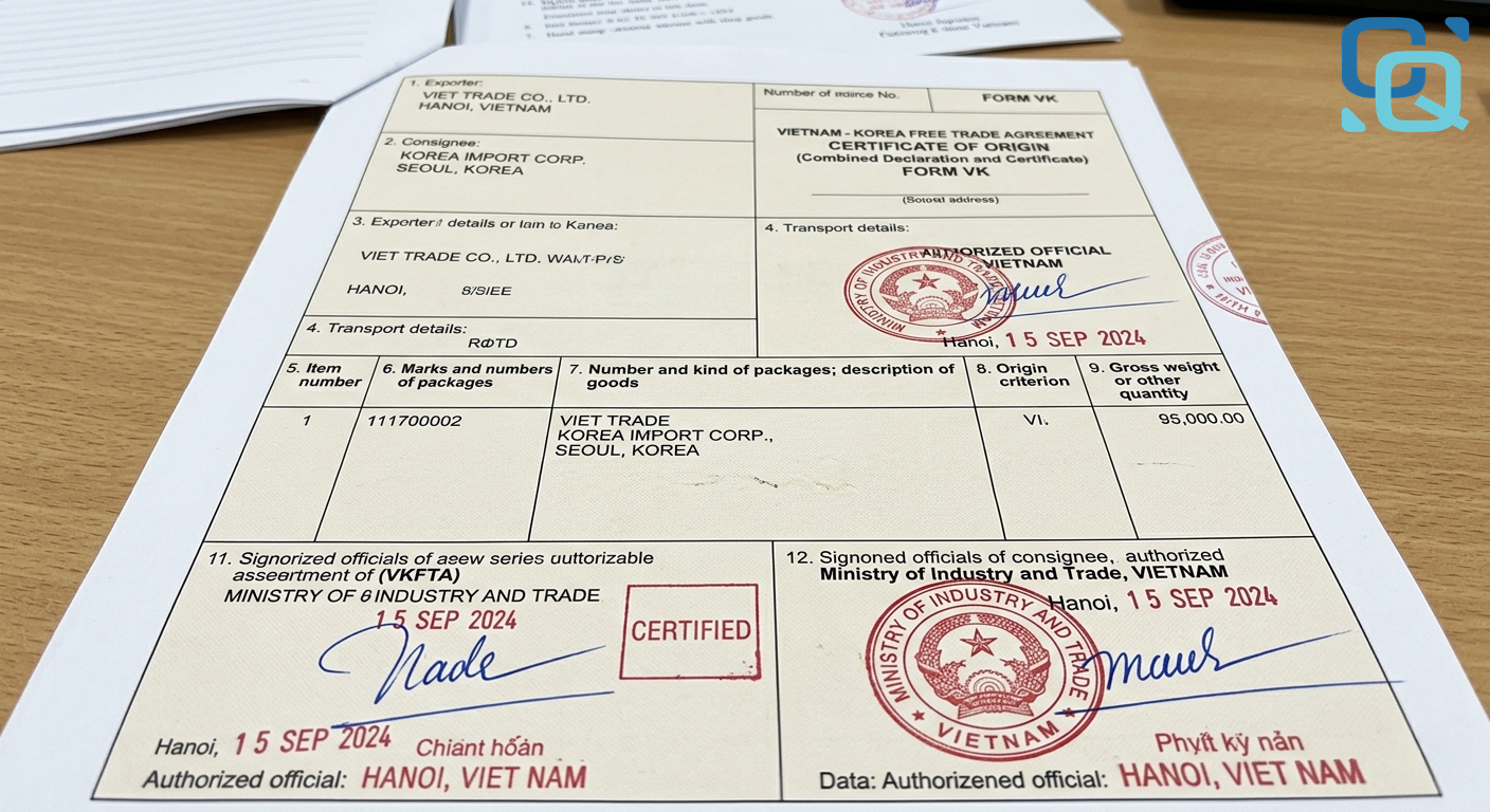 Mẫu C/O Form VK: điều kiện bắt buộc để hưởng thuế ưu đãi