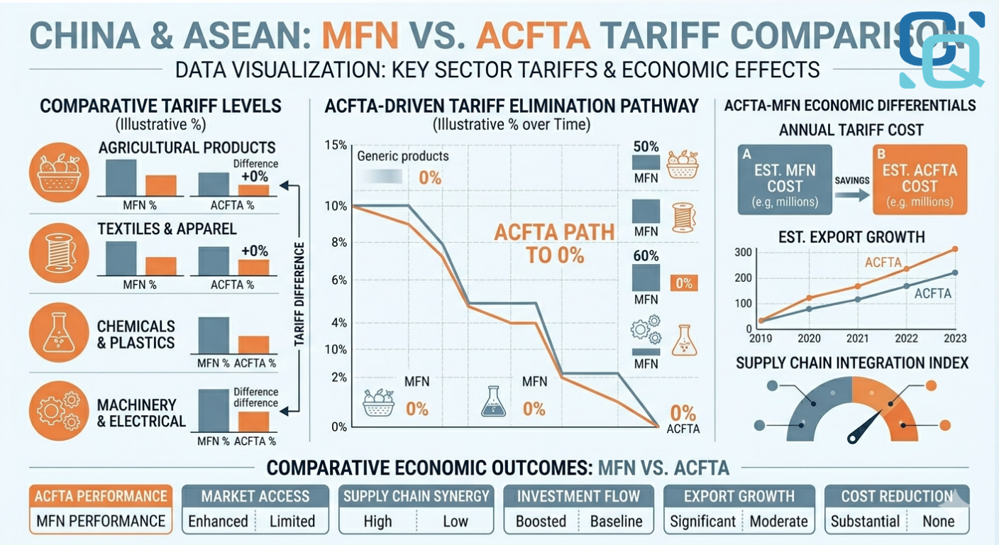 So sánh thuế MFN và ACFTA theo từng nhóm hàng